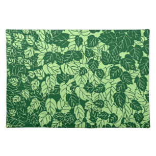 Japanese Leaf Print, Emerald and Lime Green Cloth Placemat
