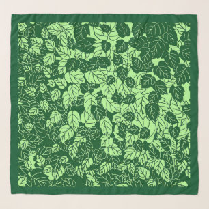 Japanese Leaf Print, Emerald and Lime Green Scarf