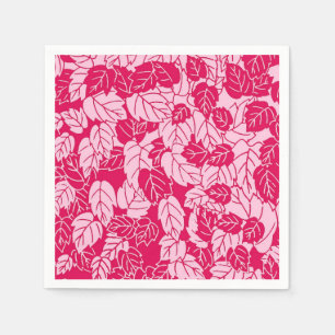 Japanese Leaf Print, Fuchsia and Light Pink Paper Napkins