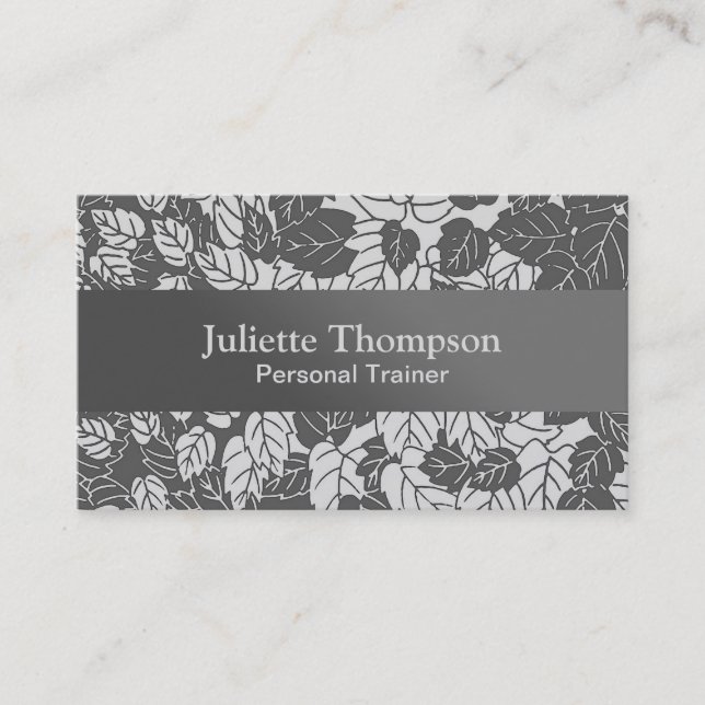 Japanese Leaf Print, Light and Dark Gray / Grey Business Card (Front)