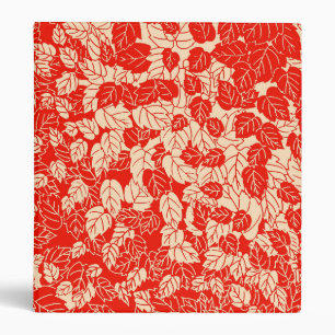 Japanese Leaf Print, Mandarin Orange 3 Ring Binder
