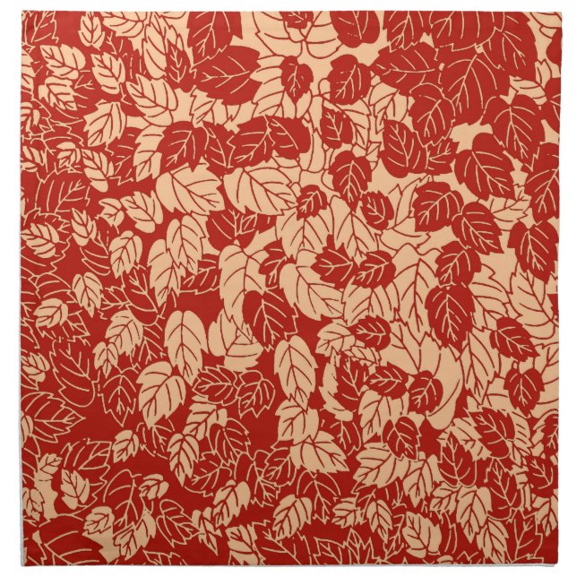 Japanese Leaf Print, Mandarin Orange Napkin (Front)
