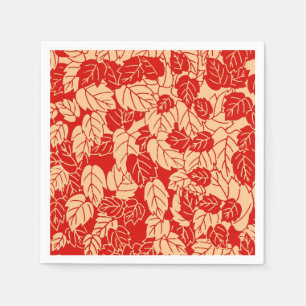 Japanese Leaf Print, Mandarin Orange Paper Napkins