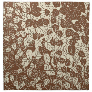 Japanese Leaf Print, Taupe Tan and Beige Cloth Napkin