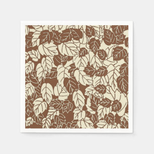 Japanese Leaf Print, Taupe Tan and Beige Napkins