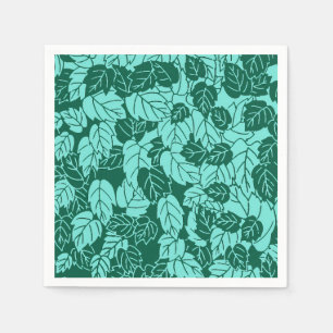 Japanese Leaf Print, Turquoise and Aqua Napkins