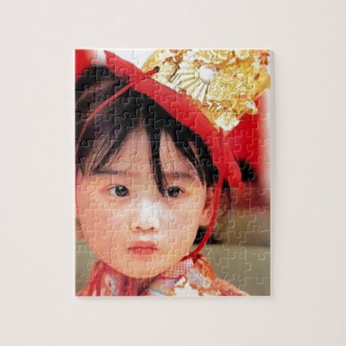 Japanese Little Girl Wearing a Kimono Jigsaw Puzzle