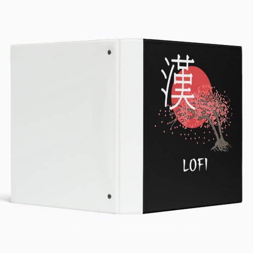 Japanese Lofi Hip Hop Kanji Cherry Blossom Lofi 3 Ring Binder