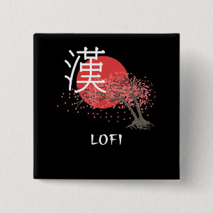 Japanese Lofi Hip Hop Kanji Cherry Blossom Lofi Button