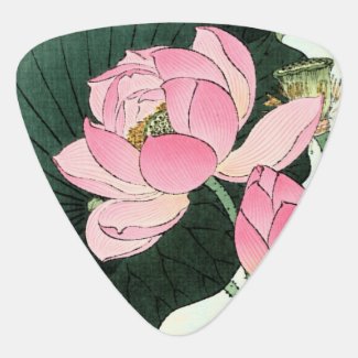 Japanese Lotus Flower Vintage Fine Art Guitar Pick