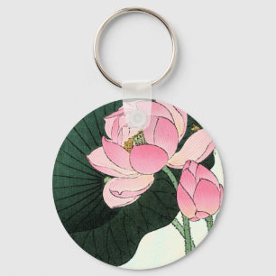 Japanese Lotus Flower - Vintage Fine Art Keychain