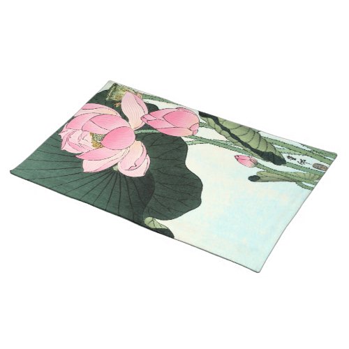 Japanese Lotus Flower _ Vintage  Fine Art Placemat
