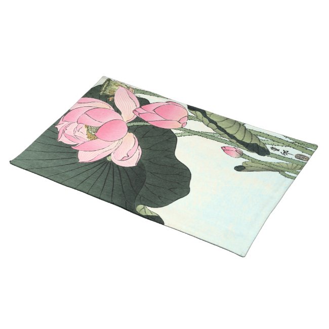 Japanese Lotus Flower - Vintage Fine Art Placemat