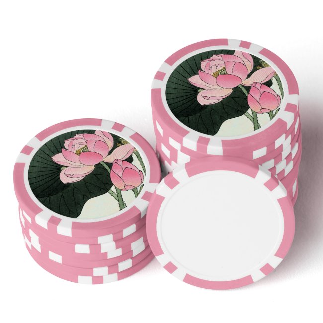 Japanese Lotus Flower Vintage Fine Art Poker Chips