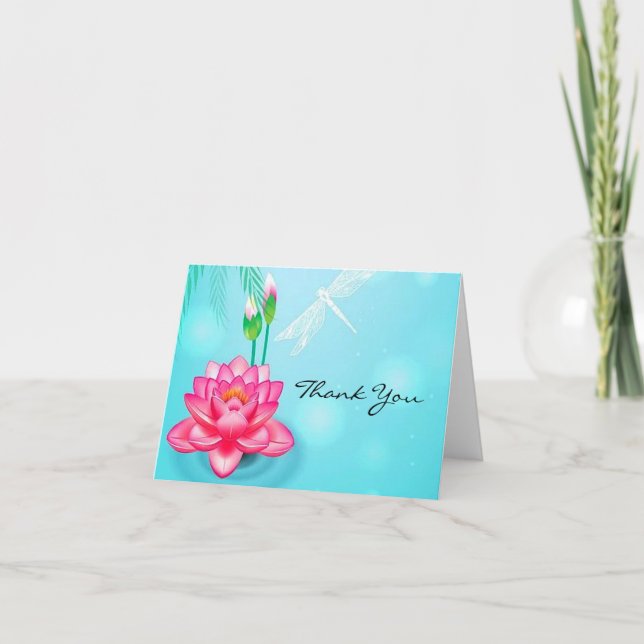 Japanese Lotus Folded Thank You Card (Front)