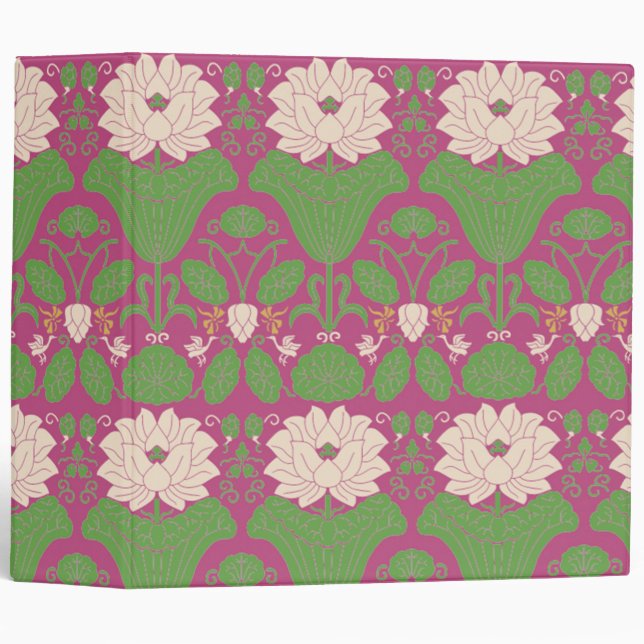 Japanese Lotus Pattern 3 Ring Binder (Front/Spine)