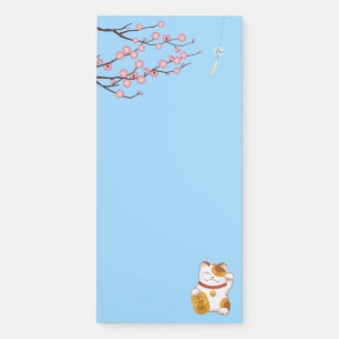 Japanese Lucky Calico Cat, Maneki Neko Magnetic Notepad