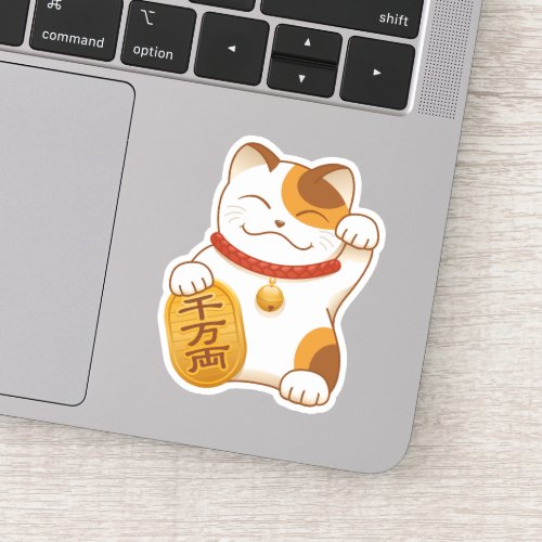 Japanese Lucky Calico Cat Maneki Neko Sticker