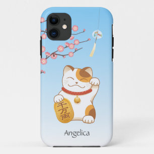 Japanese Lucky Cat, Calico Maneki Neko iPhone 11 Case