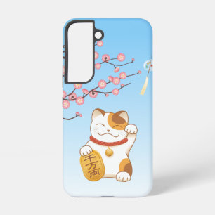 Japanese Lucky Cat, Calico Maneki Neko Samsung Galaxy S22 Case