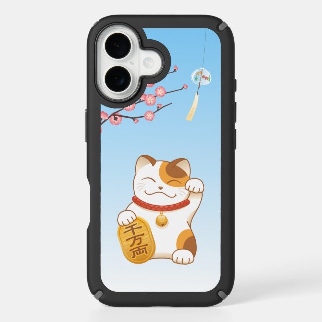 Japanese Lucky Cat, Calico Maneki Neko Speck iPhone Case (Front)