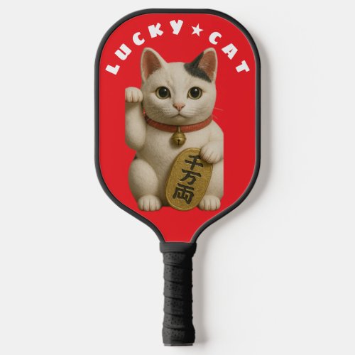 Japanese Lucky Cat Charm Pickleball Paddle