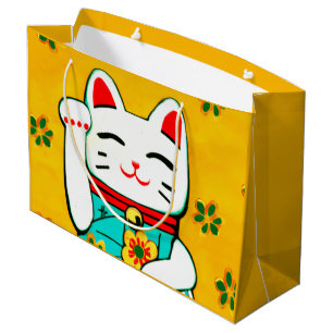 Japanese lucky cat large gift bag
