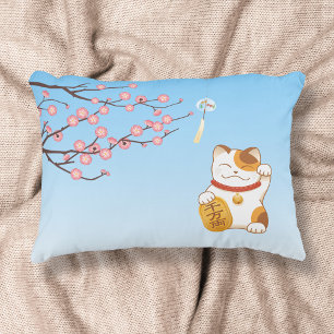 Japanese Lucky Cat, Maneki Neko Accent Pillow