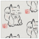 Japanese Lucky Cat Maneki Neko Fabric