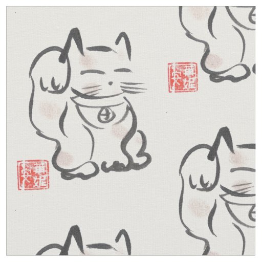 maneki neko fabric