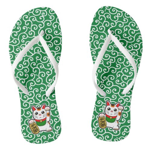 Japanese Lucky Cat_ Maneki Neko Flip Flops