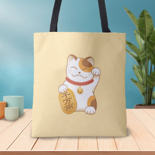 Japanese Lucky Cat, Maneki Neko Luck Good Fortune Tote Bag