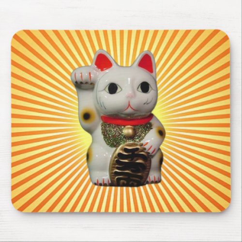 Japanese Lucky Cat MANEKI NEKO mouse pad rays