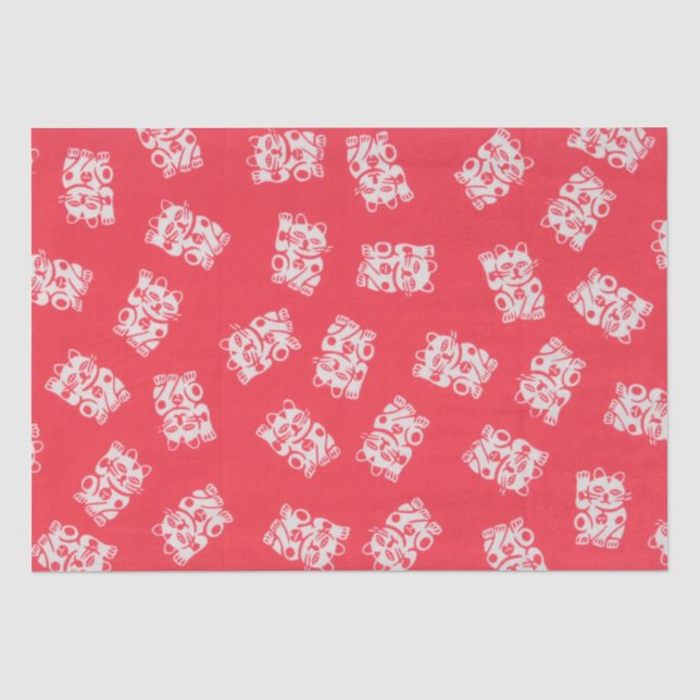 Japanese Lucky Cat (Maneki-neko) Tissue Paper (Front)