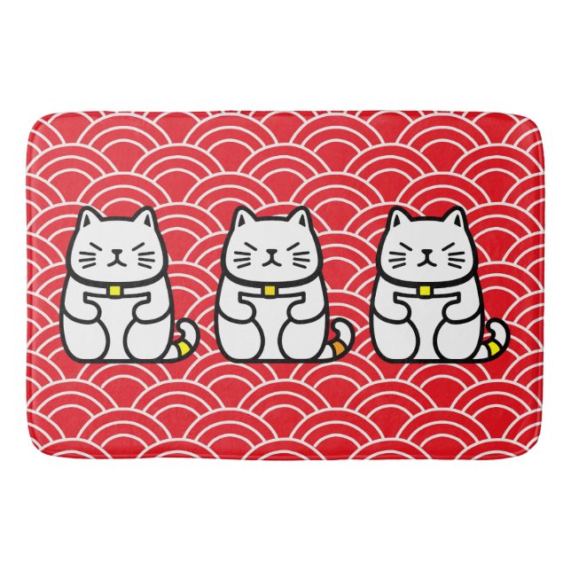 Japanese Lucky Cat or Maneki-Neko Bath Mat (Front)