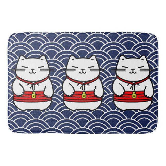 Japanese Lucky Cat or Maneki-Neko Bath Mat (Front)