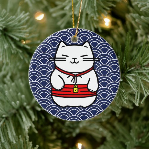 Japanese Lucky Cat or Maneki_Neko Ceramic Ornament