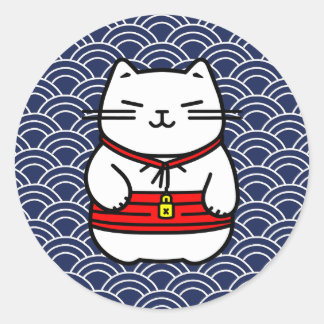 Japanese Lucky Cat or Maneki-Neko Classic Round Sticker
