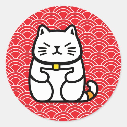 Japanese Lucky Cat or Maneki_Neko Classic Round Sticker