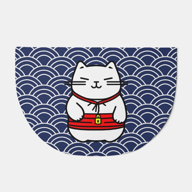 Japanese Lucky Cat or Maneki-Neko Doormat (Front)
