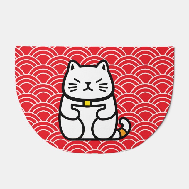 Japanese Lucky Cat or Maneki-Neko Doormat (Front)