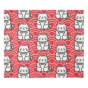 Japanese Lucky Cat or Maneki-Neko Duvet Cover
