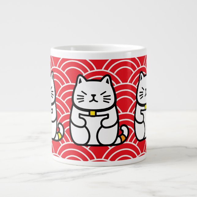 Japanese Lucky Cat or Maneki-Neko Giant Coffee Mug (Front)