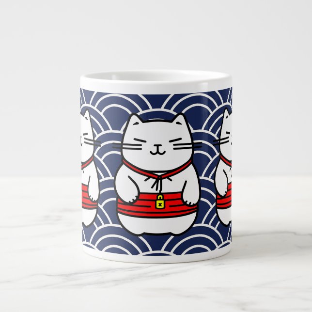 Japanese Lucky Cat or Maneki-Neko Giant Coffee Mug (Front)