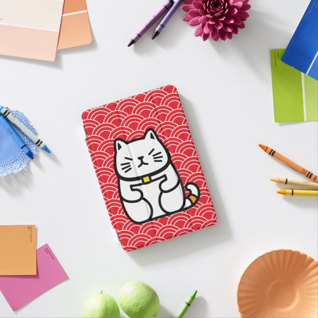 Japanese Lucky Cat or Maneki-Neko iPad Mini Cover (In Situ)