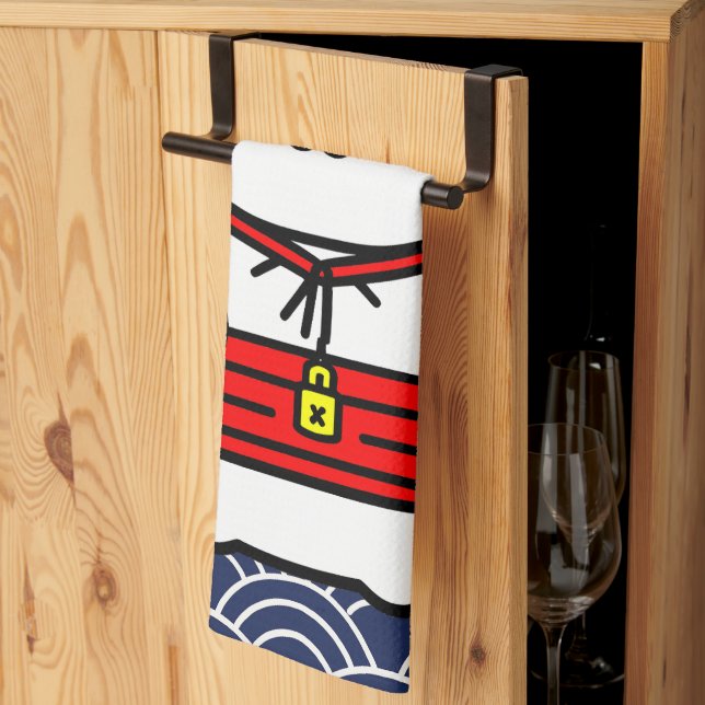 Japanese Lucky Cat or Maneki-Neko Kitchen Towel (Thirds Fold)