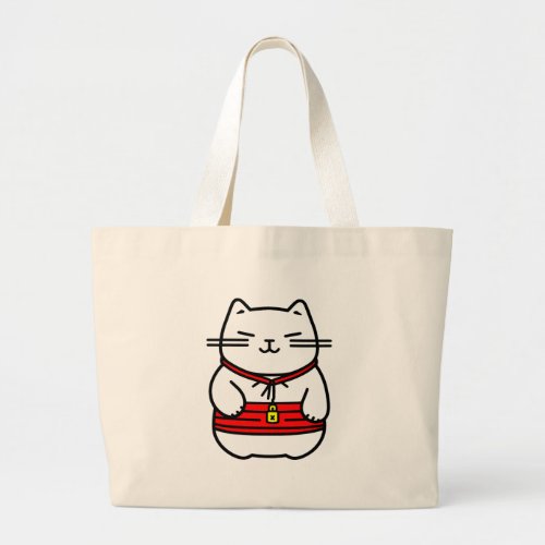 Japanese Lucky Cat or Maneki_Neko Large Tote Bag