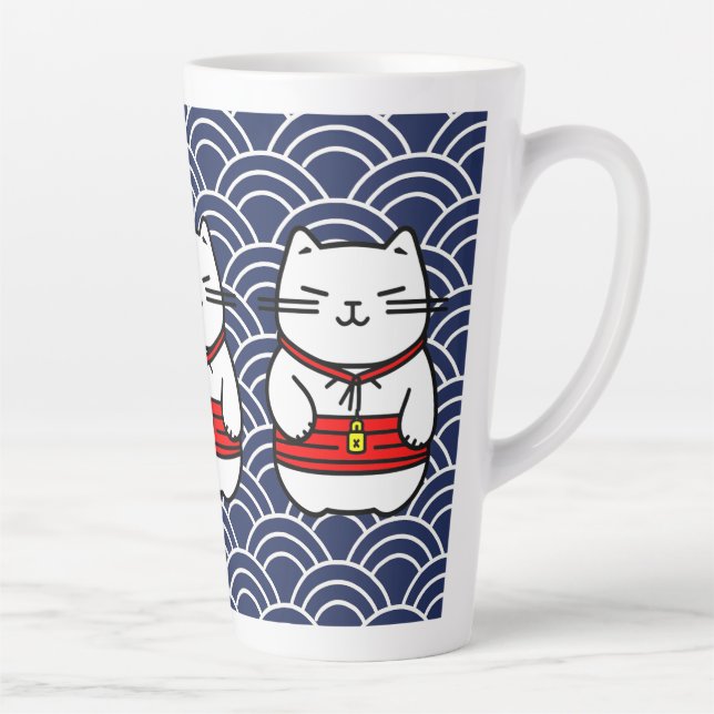 Japanese Lucky Cat or Maneki-Neko Latte Mug (Right)