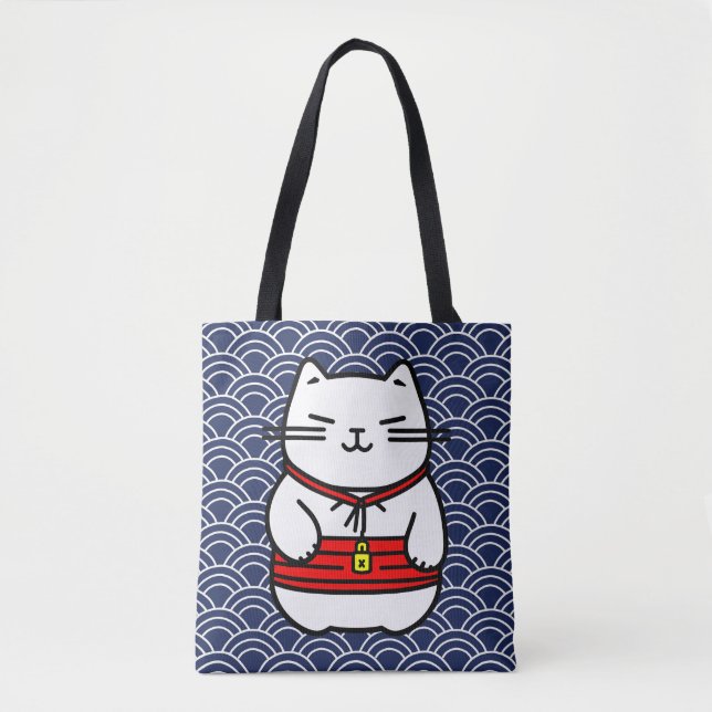Japanese Lucky Cat or Maneki-Neko Tote Bag (Front)