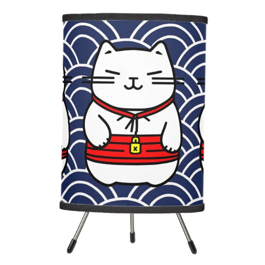 Japanese Lucky Cat or Maneki-Neko Tripod Lamp (Front)